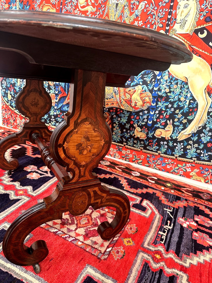  Center Table, 19th Century Period, Marquetry-photo-3