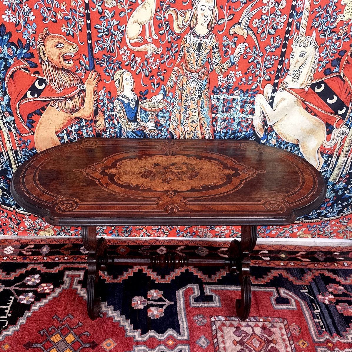  Center Table, 19th Century Period, Marquetry-photo-4
