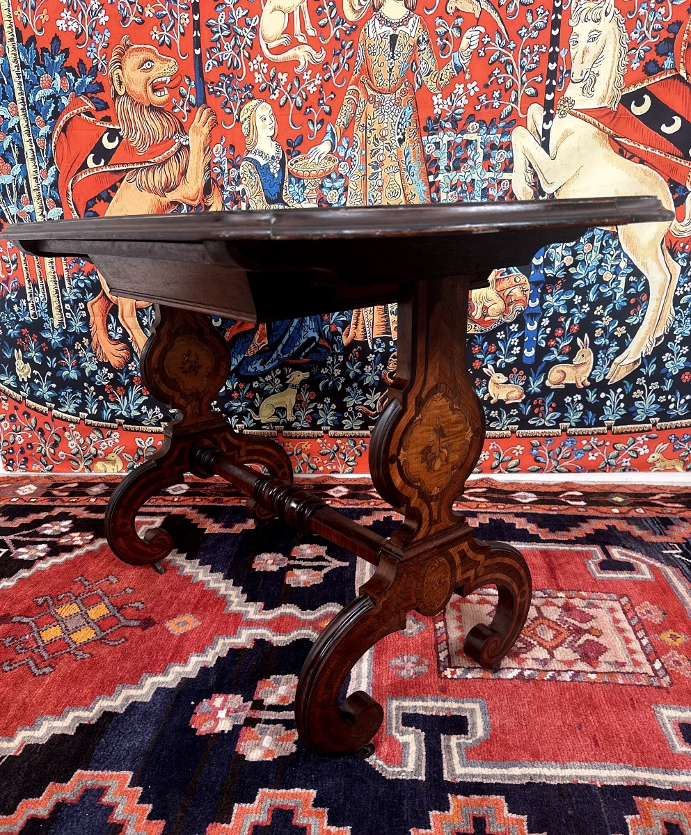  Center Table, 19th Century Period, Marquetry-photo-3