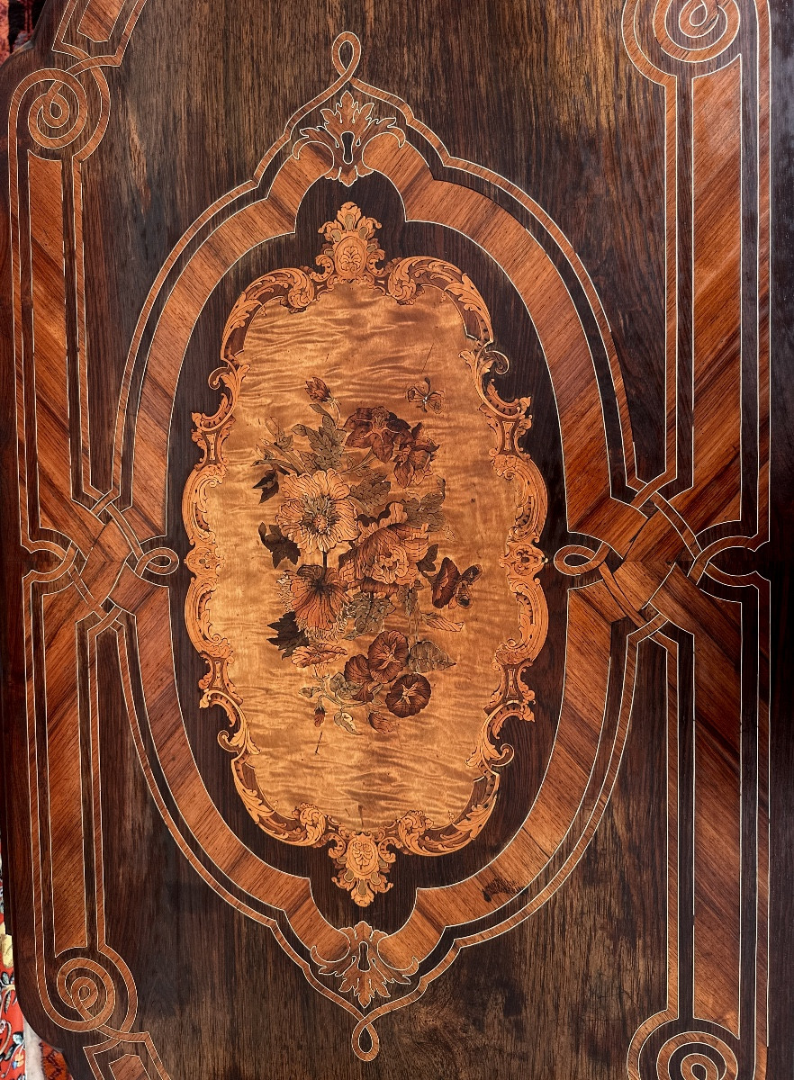  Center Table, 19th Century Period, Marquetry-photo-4