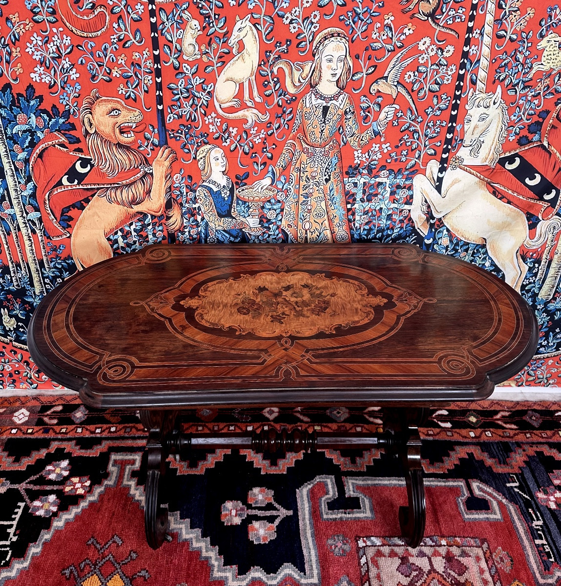  Center Table, 19th Century Period, Marquetry