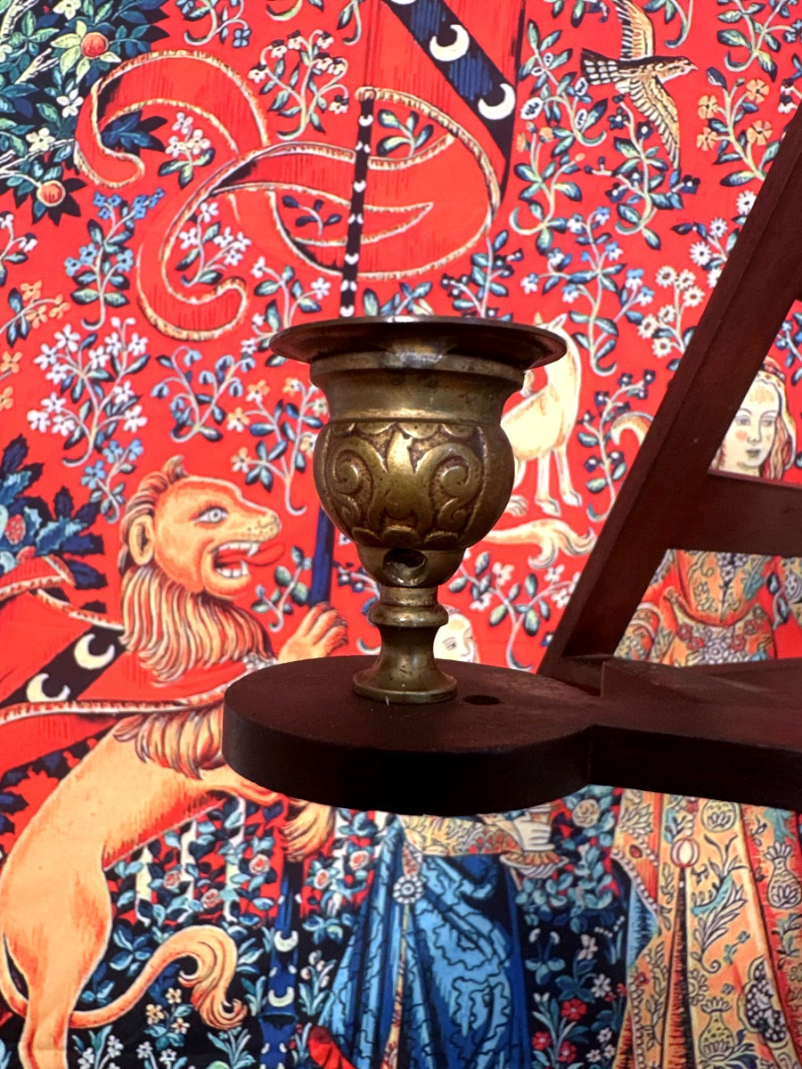 Mahogany Lectern With Gilt Bronze Candlesticks, 19th Century-photo-1