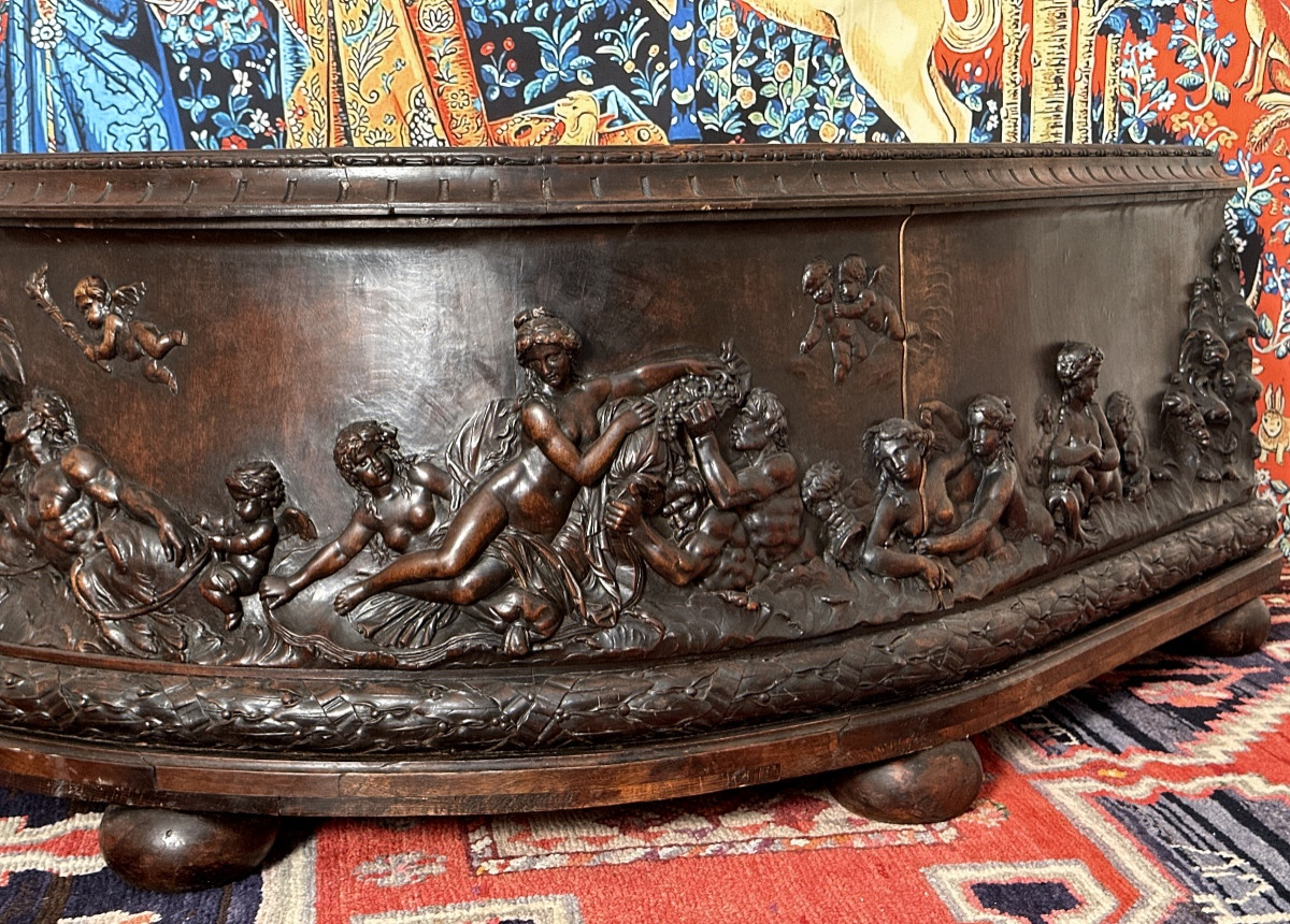 Richly Carved Wooden Basin In Neo-renaissance Style-photo-4