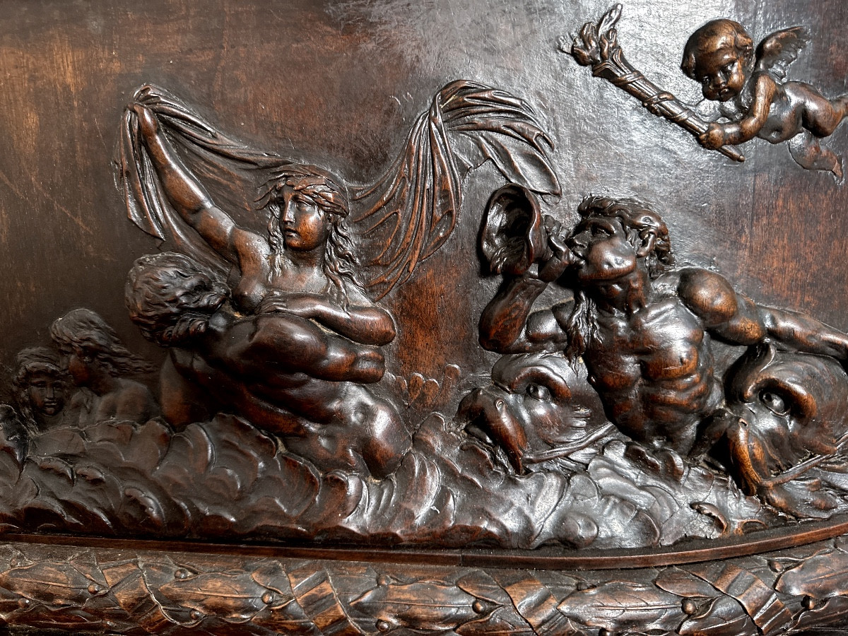 Richly Carved Wooden Basin In Neo-renaissance Style-photo-5