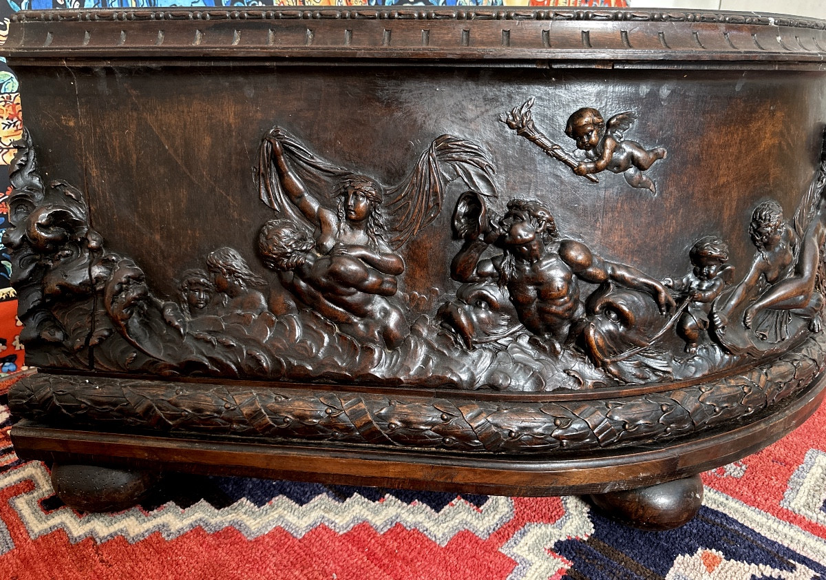 Richly Carved Wooden Basin In Neo-renaissance Style-photo-6