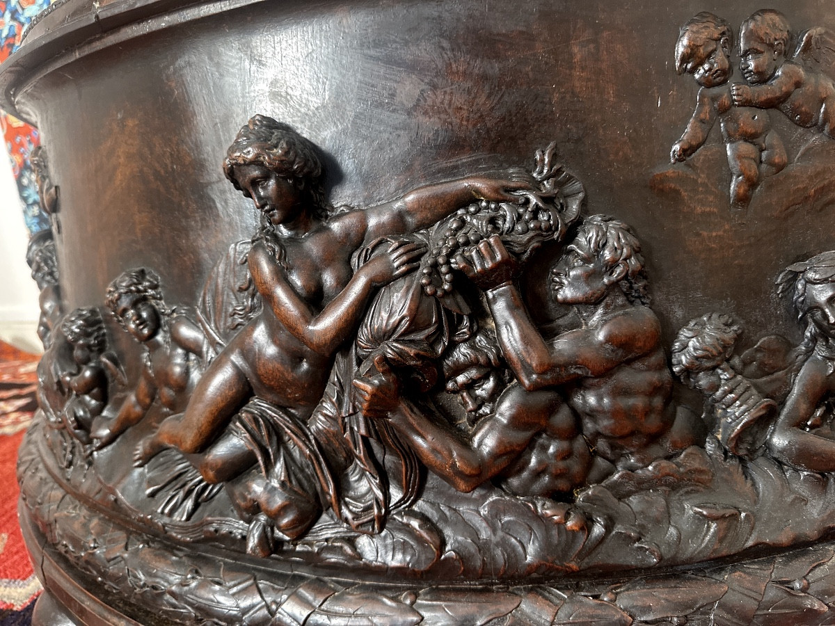 Richly Carved Wooden Basin In Neo-renaissance Style-photo-8