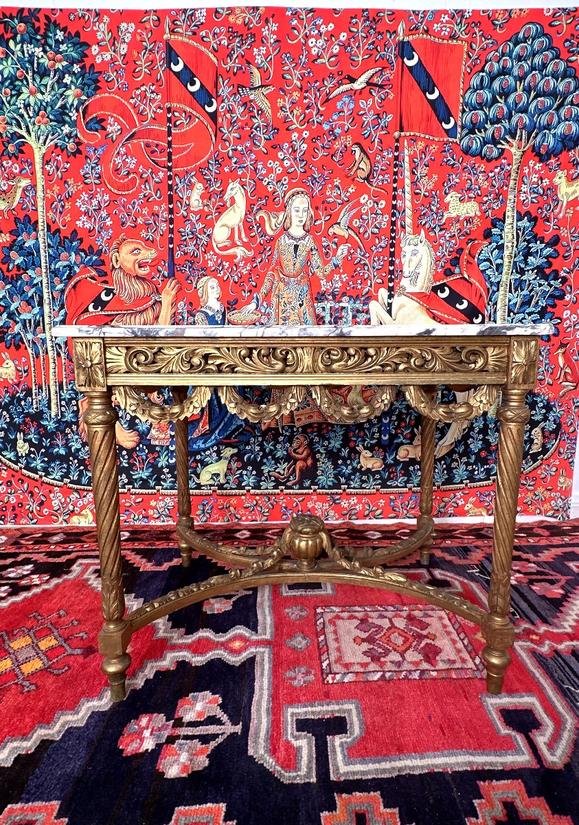 Gilded Wood Center Table. 19th Century -photo-2
