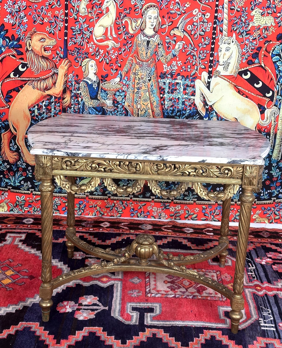 Gilded Wood Center Table. 19th Century 