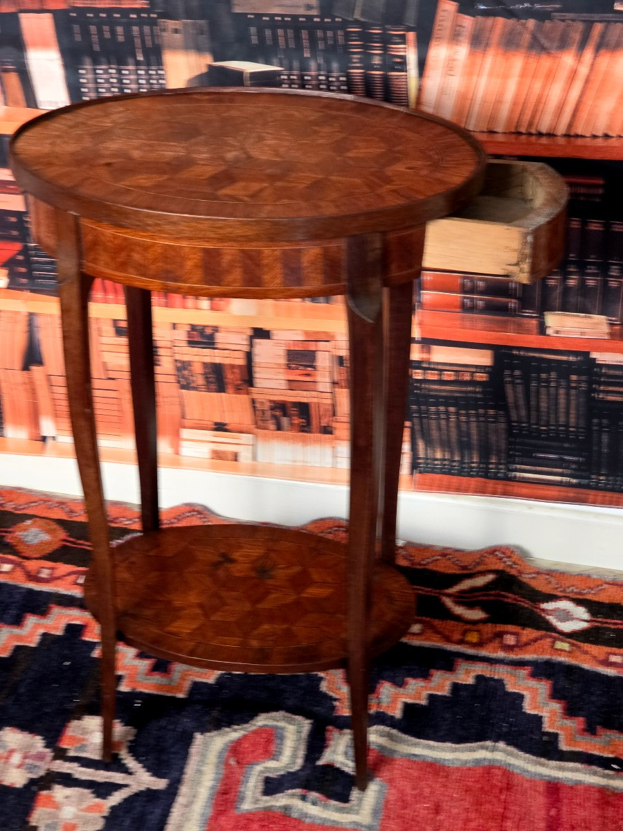 TABLE OVALE INCRUSTÉE EN MARQUETTERIE-photo-3