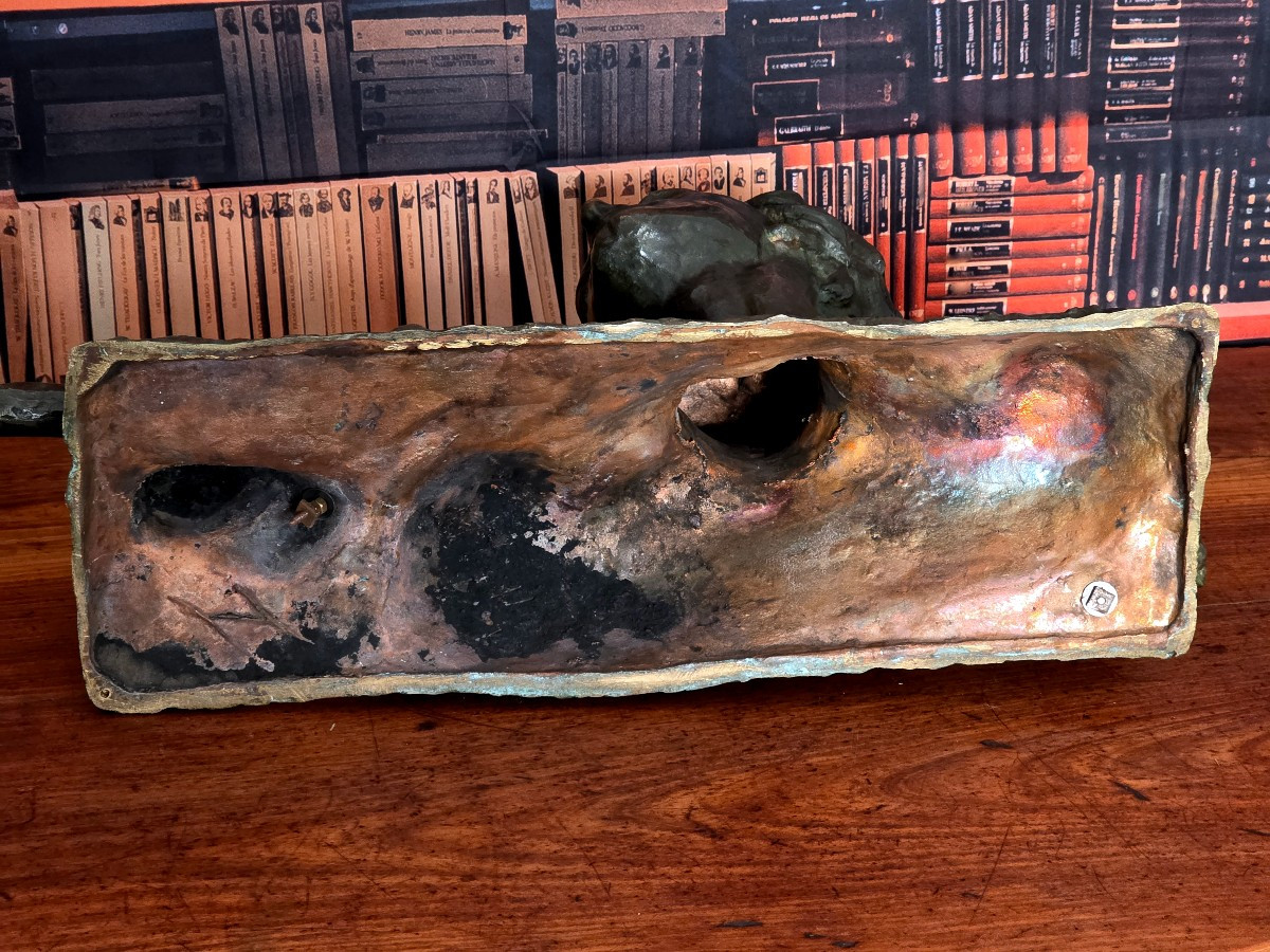 Bronze 1930, 56 cm, Buste : Jean MERMOZ, signé Alexandre OULINE-photo-1