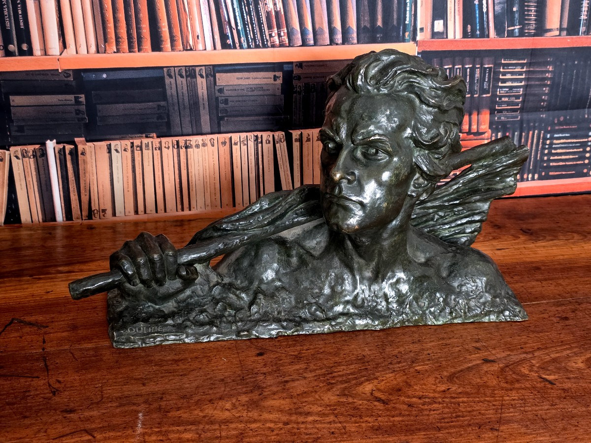 Bronze 1930, 56 cm, Buste : Jean MERMOZ, signé Alexandre OULINE