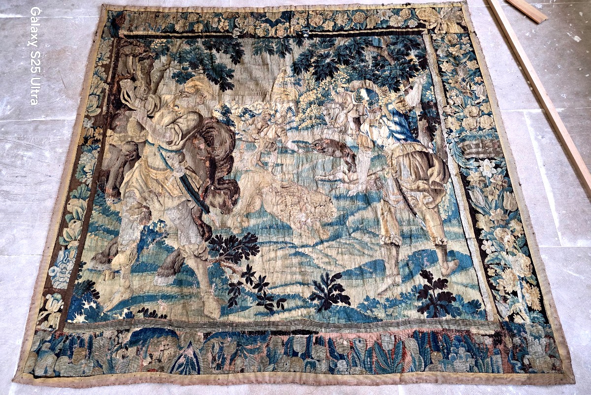 Tapisserie  felletin  Alexandre le grand- la chasse  au lion-photo-2
