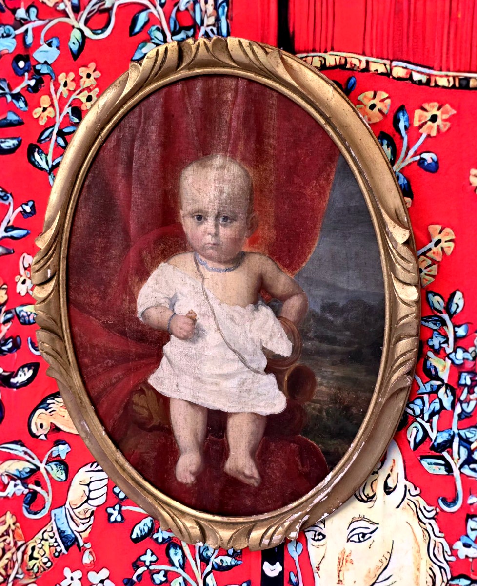 Portrait d un jeune nourrisson  école française -photo-3