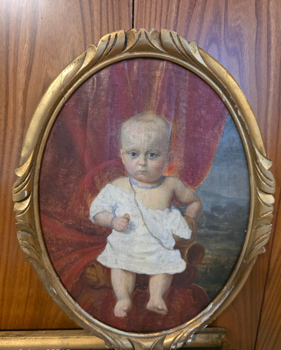 Portrait d un jeune nourrisson  école française -photo-3