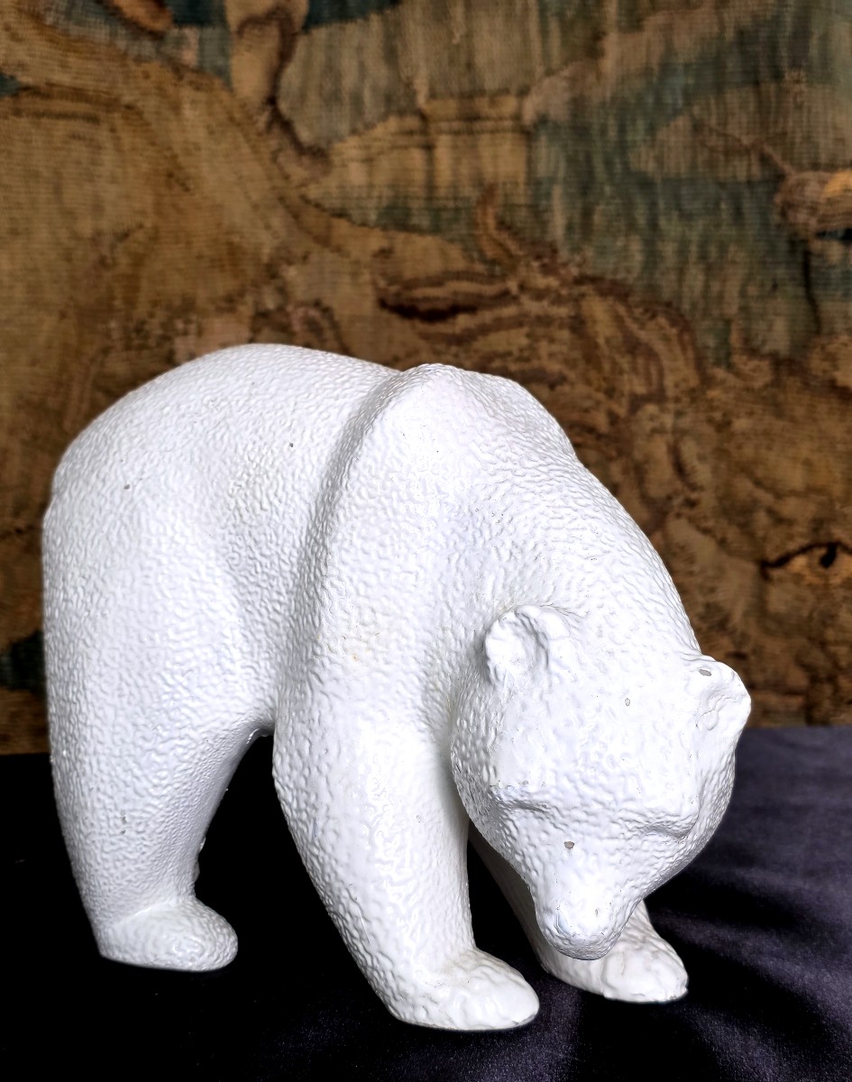 Ours En Faïence Crispée XX Siecles