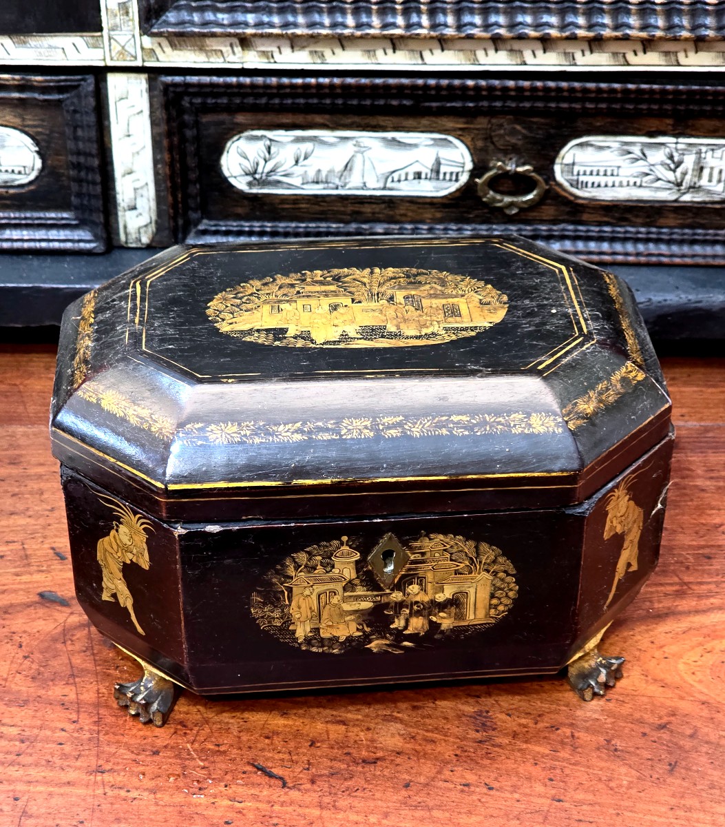 Chinese Lacquered Tea Box, Circa 1880-photo-2
