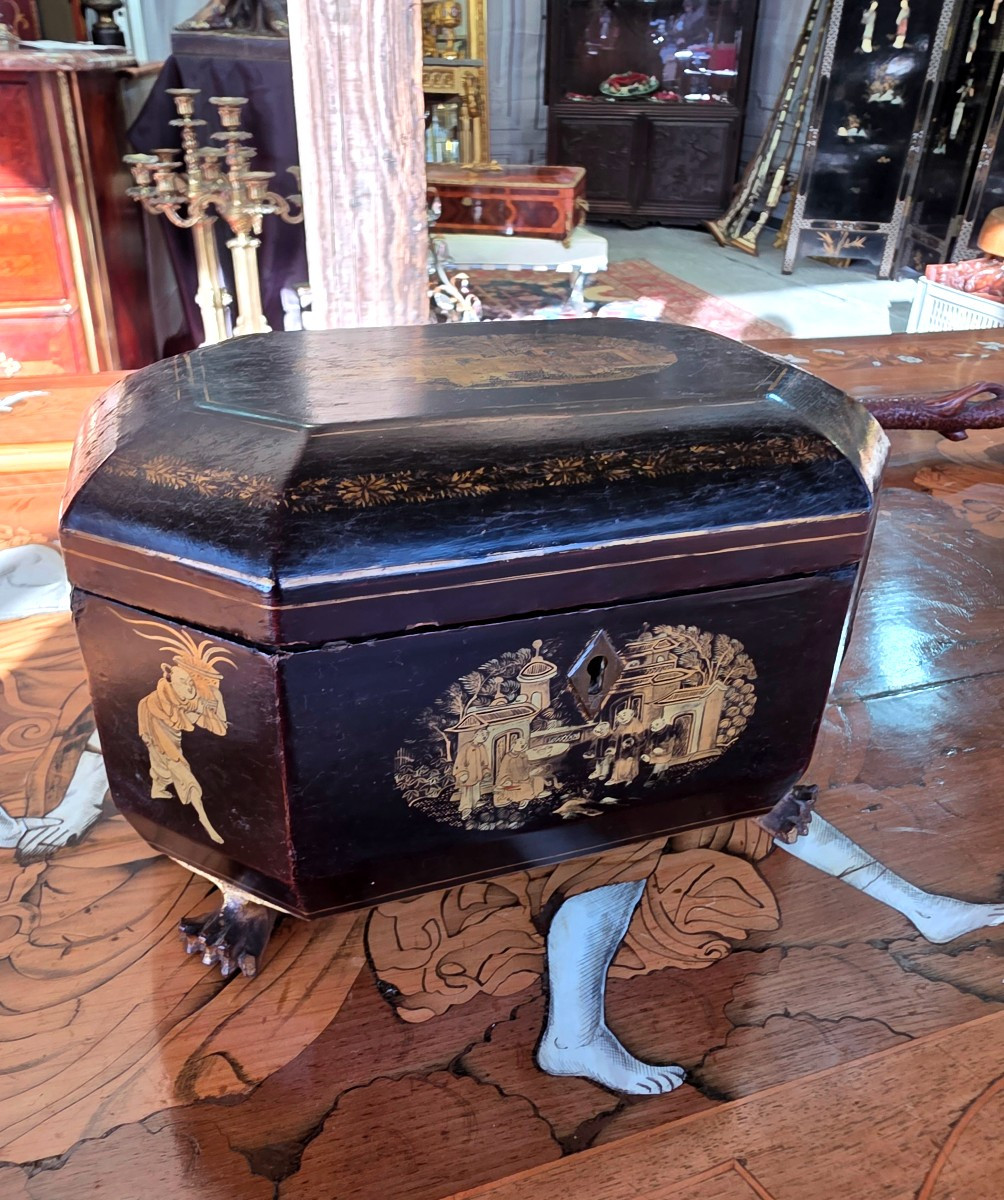 Chinese Lacquered Tea Box, Circa 1880-photo-3