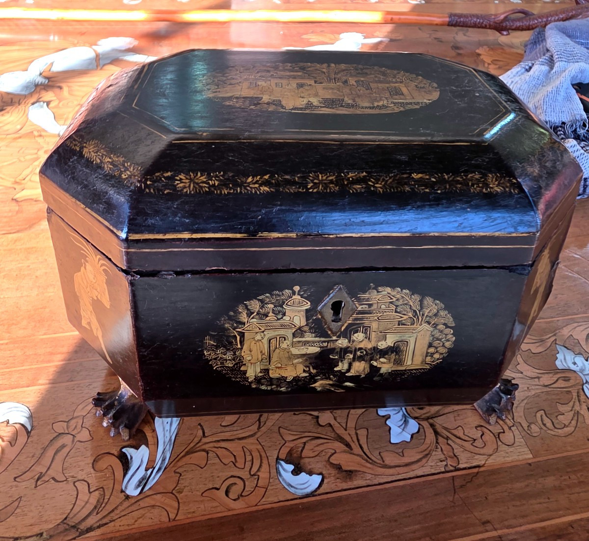 Chinese Lacquered Tea Box, Circa 1880-photo-3