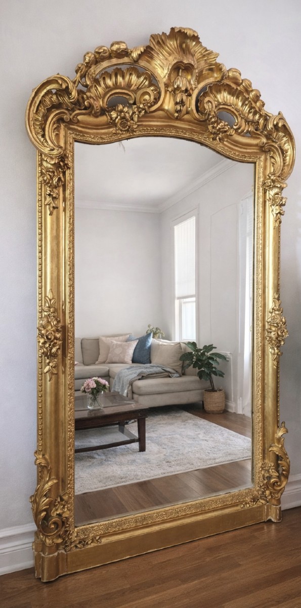 Important Giltwood Mirror, Louis XIV/louis XV Style, Mid-19th Century-photo-4