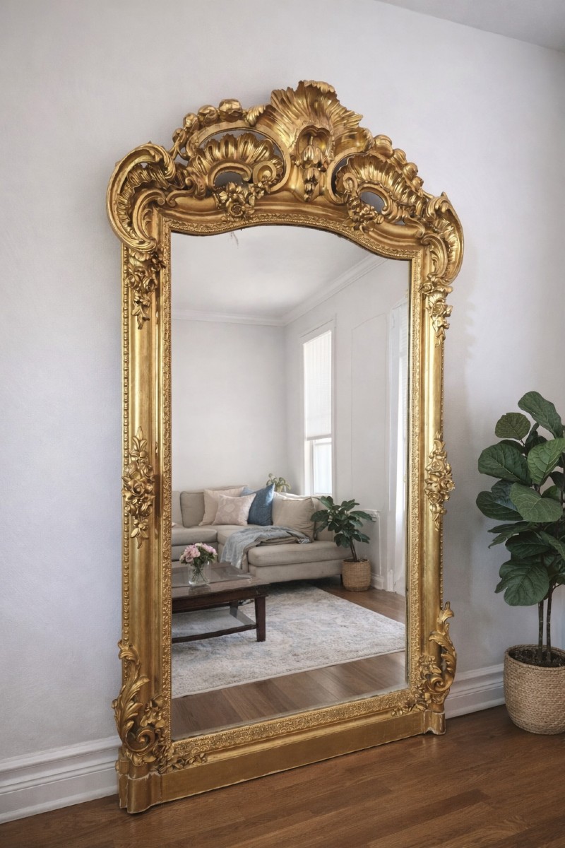 Important Giltwood Mirror, Louis XIV/louis XV Style, Mid-19th Century