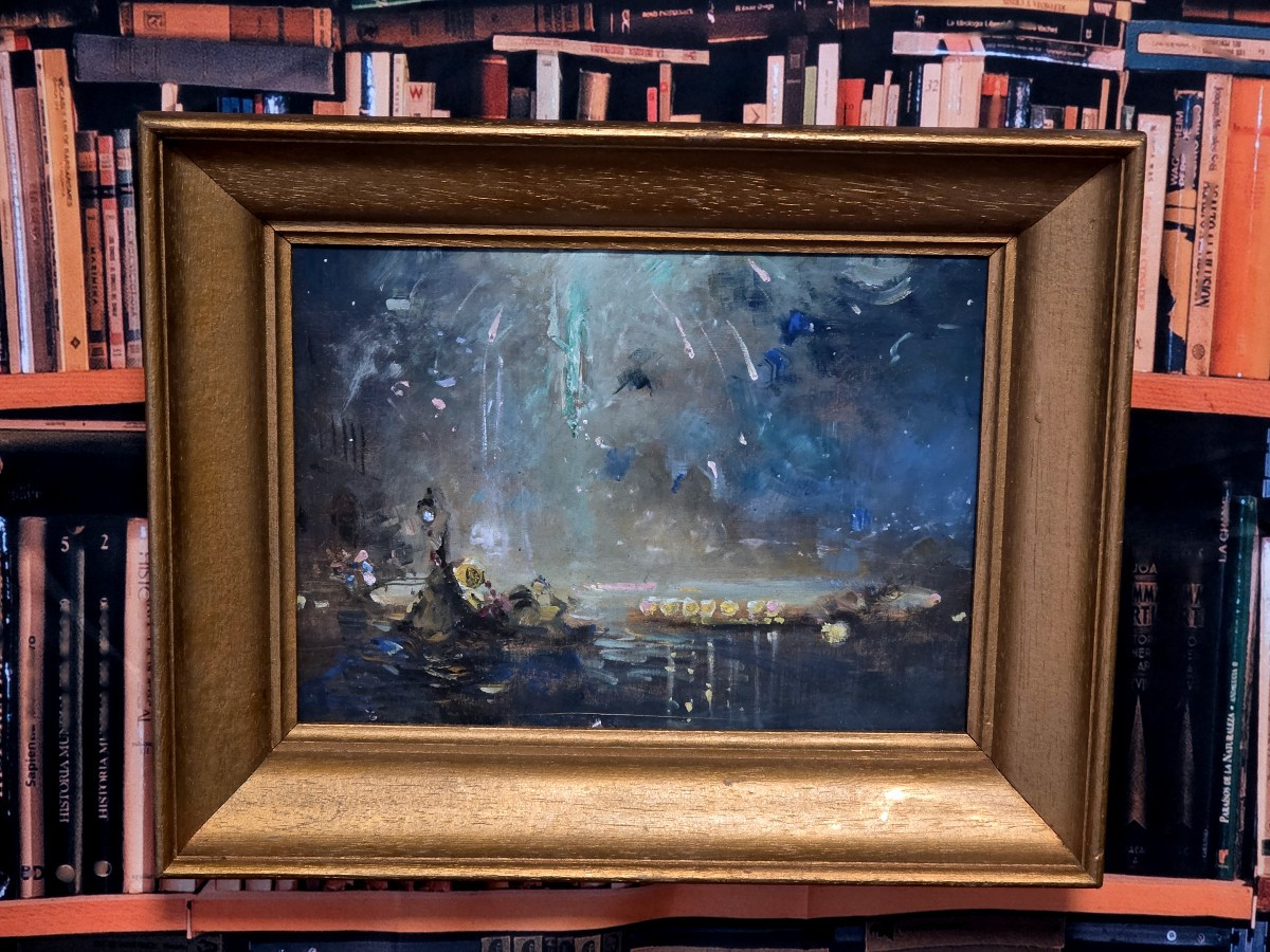 Painting By Fernand Janin (the Night Festival On The Lido, Nîmes) -photo-2