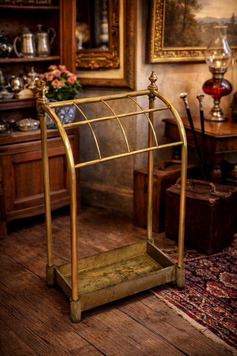 Porte-parapluie en laiton  et fonte-photo-2