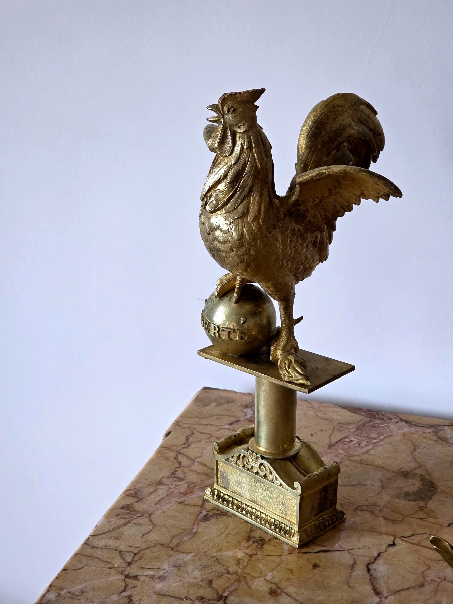 Coq De Hampe De Drapeau De La Garde Nationale En Bronze Doré époque Louis Philippe 19 ème-photo-3