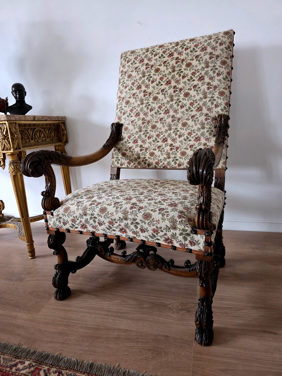 Fauteuil d'Apparat De Style Louis XIV d'Epoque XIXè-photo-2