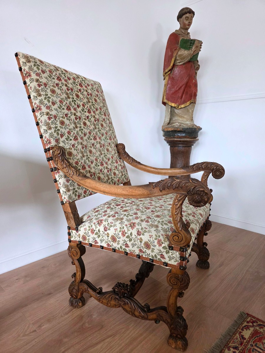 Fauteuil d'Apparat De Style Louis XIV d'Epoque XIXè-photo-2