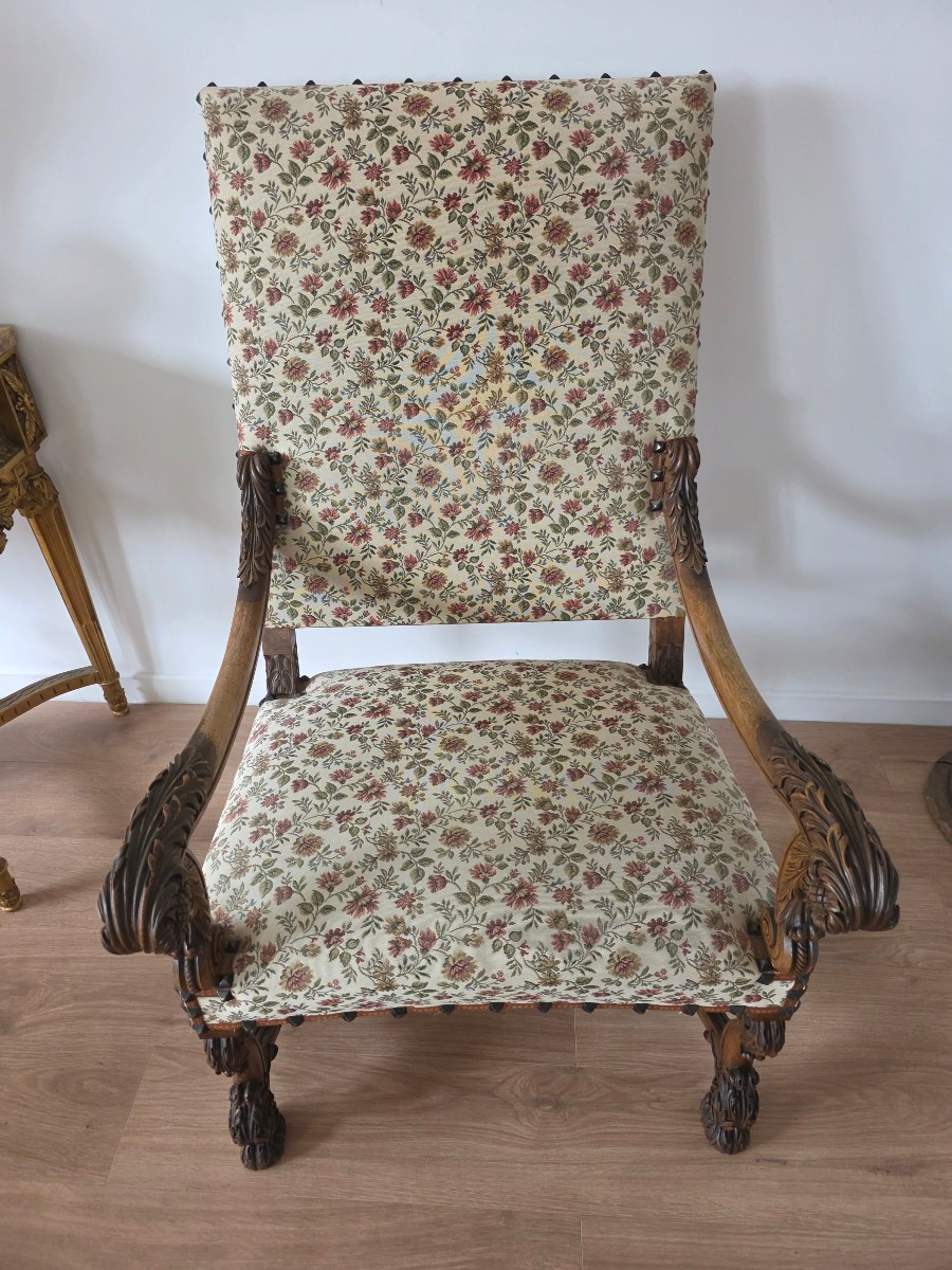 Fauteuil d'Apparat De Style Louis XIV d'Epoque XIXè-photo-3
