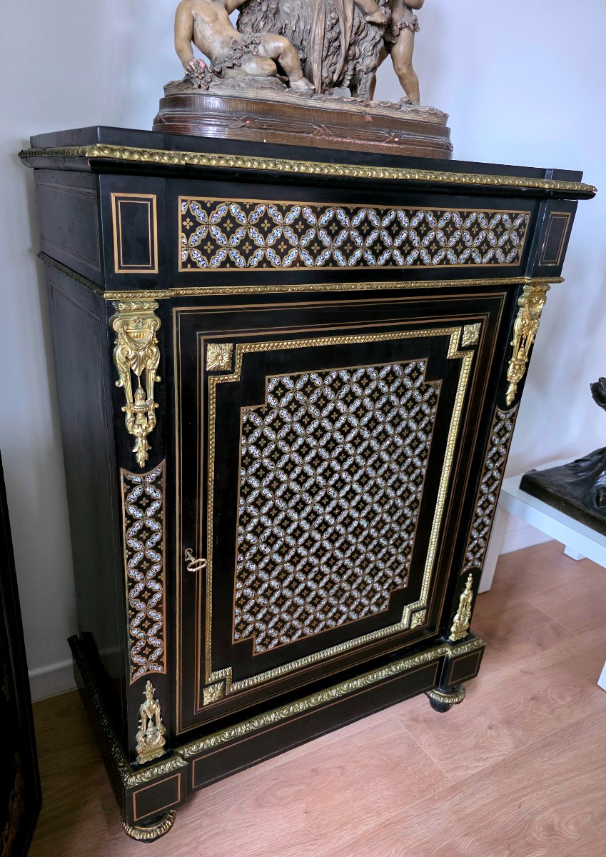 Meuble d appuie Napoléon III  incrustations de nacre-photo-1