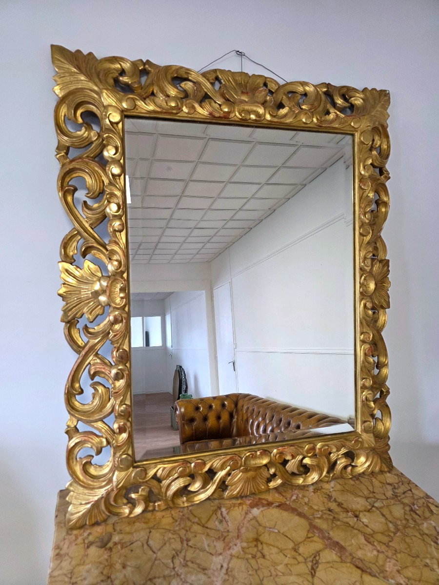 Miroir bois doré époque 19 eme siècle -photo-2