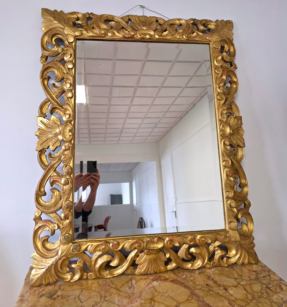 Miroir bois doré époque 19 eme siècle -photo-3