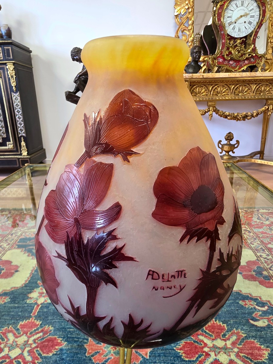 Vase Aux Anémones Rouges ( pate de verre )-photo-3