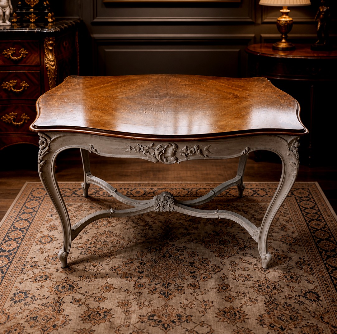  Louis XV Rocaille Style Carved Walnut Center Table