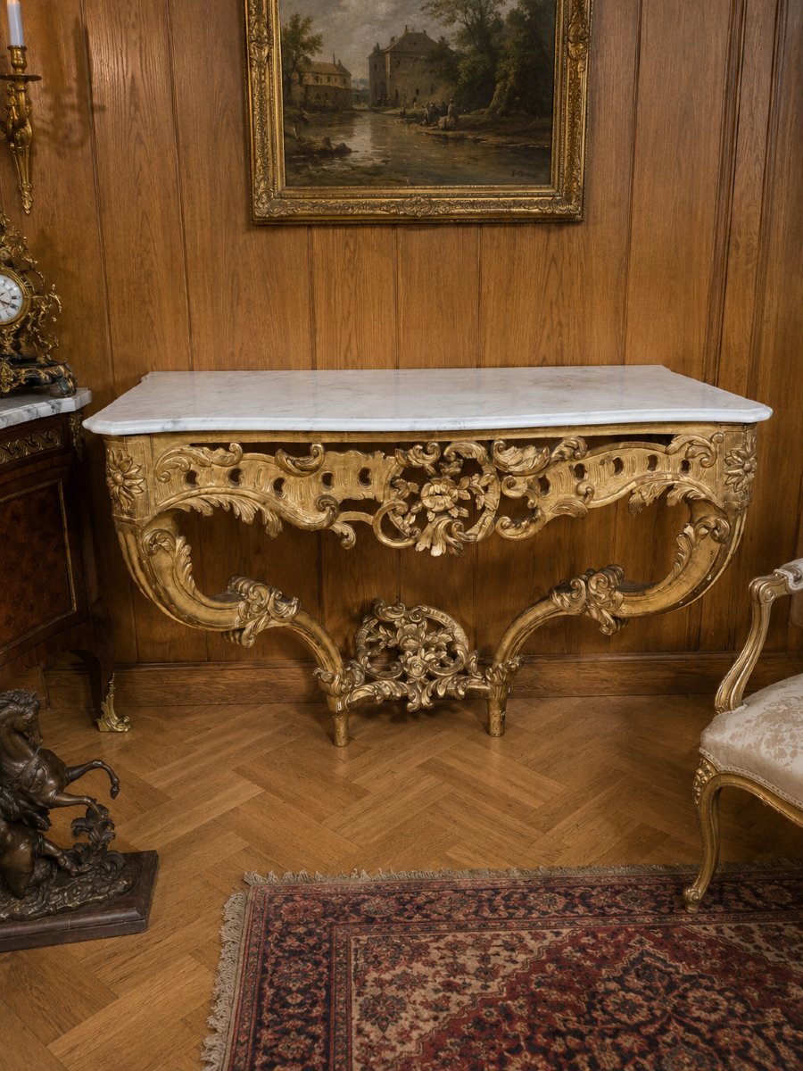 Console Louis XV En Bois doré Sculpté   XVIIIème-photo-3