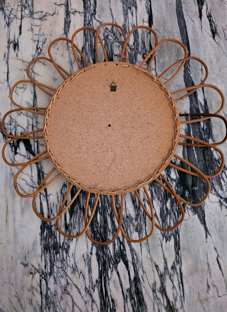 Miroir soleil en rotin  vintage -photo-4