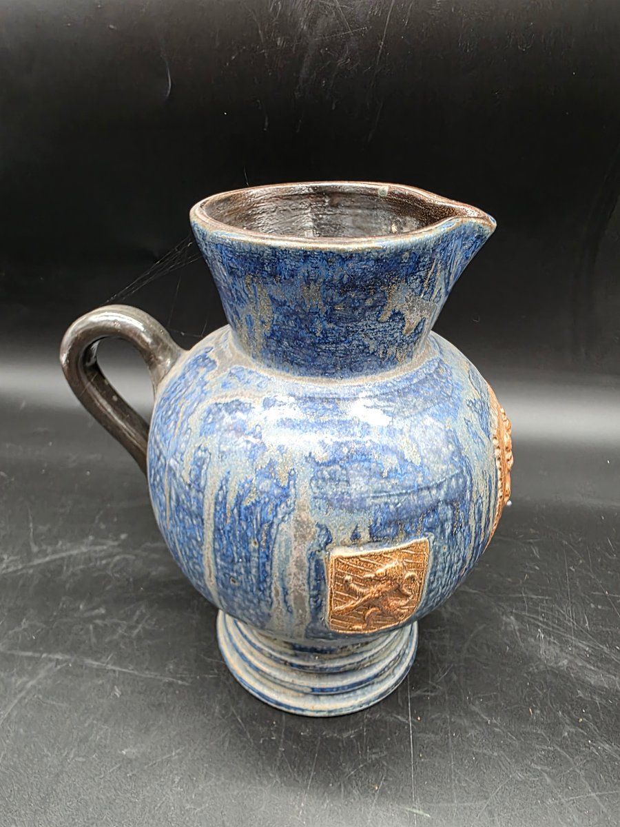 Vase Pichet Aux Armoiries Bouffioulx Stoneware Roger Guérin-photo-1