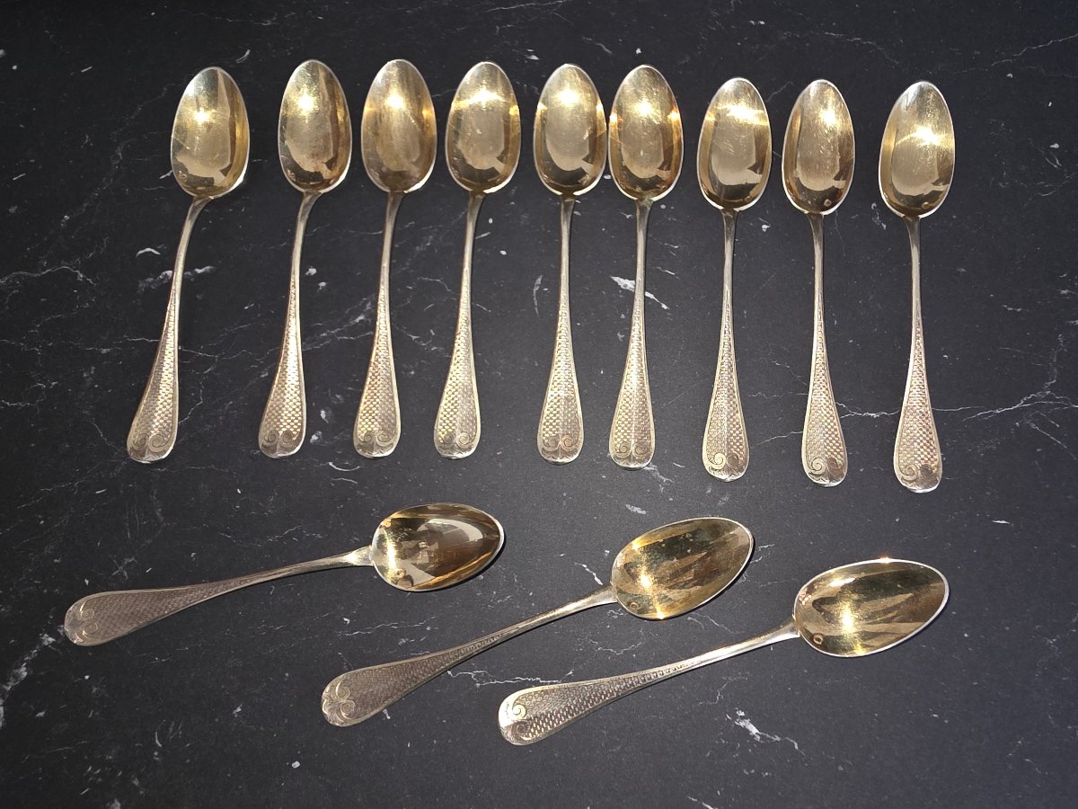  12 Small Silver Spoons 19 Siècle Goldsmith Philippe Berthier