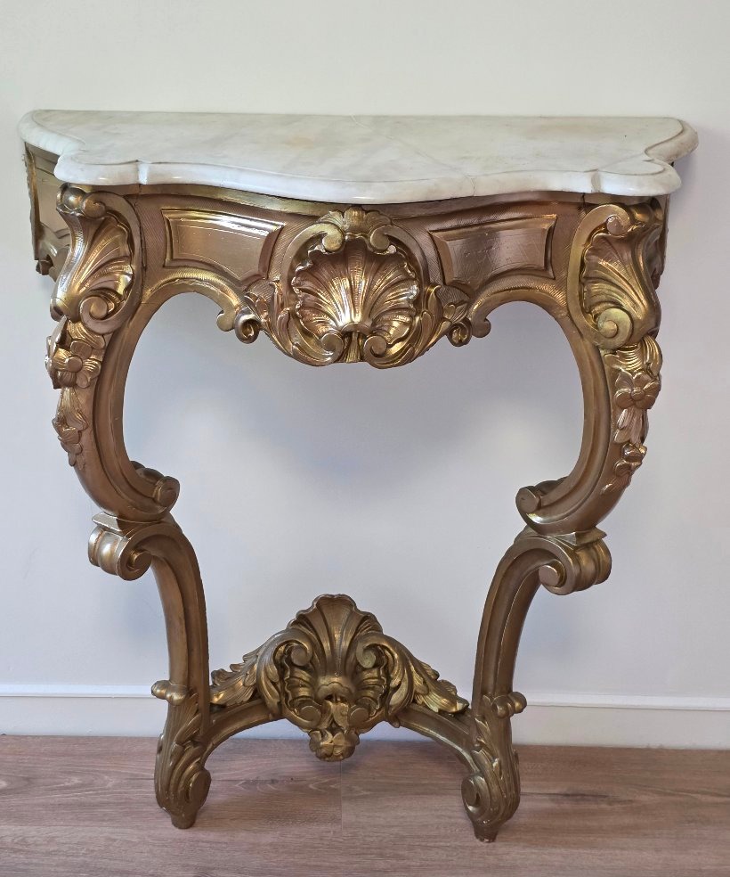 A Gilded Wooden Console Table In The Louis XV Style, 19th Century