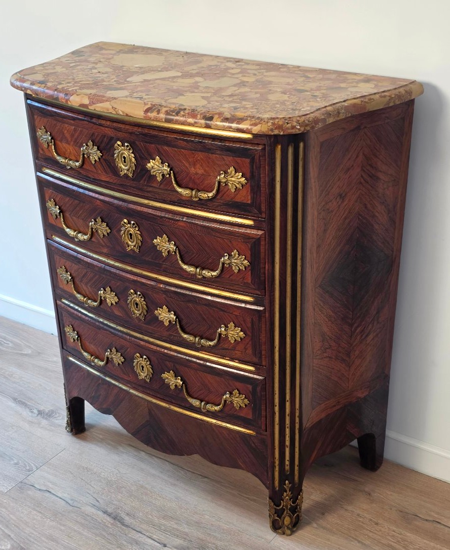Commode en Marqueterie  de Palissandre style  Régence, époque Napoléon III – début XIXe-photo-3
