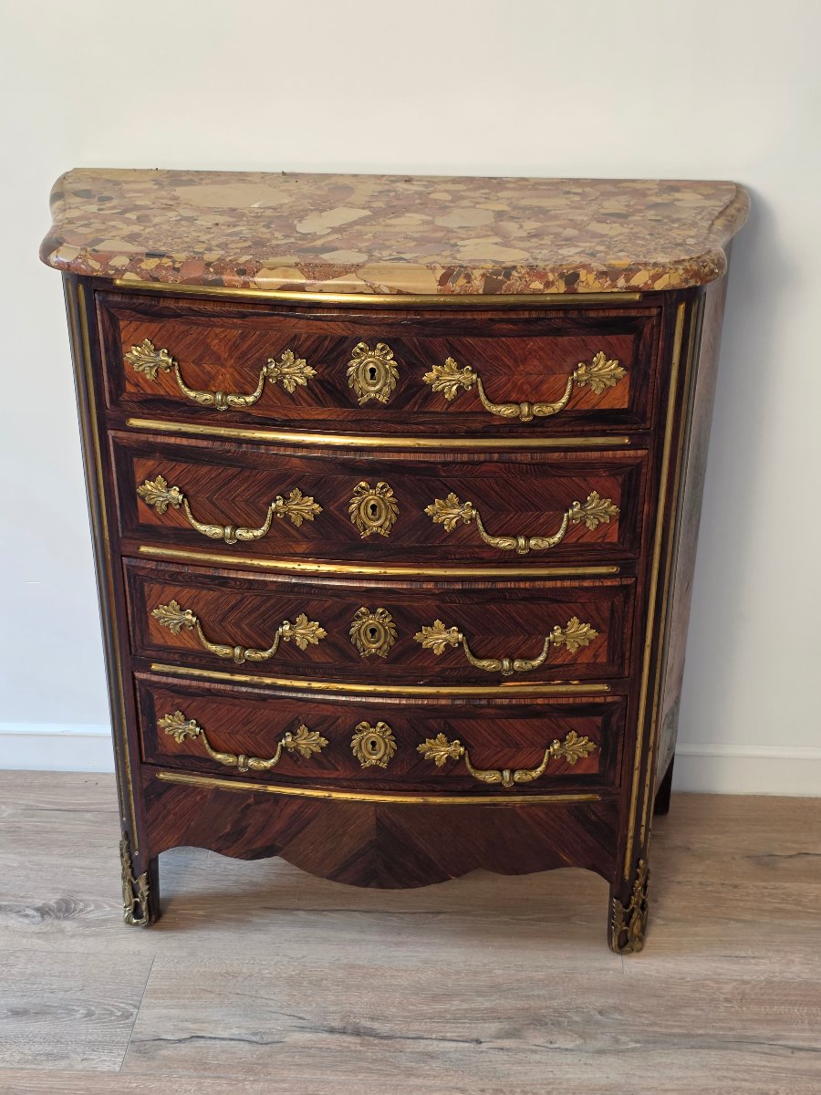 Commode en Marqueterie  de Palissandre style  Régence, époque Napoléon III – début XIXe-photo-1