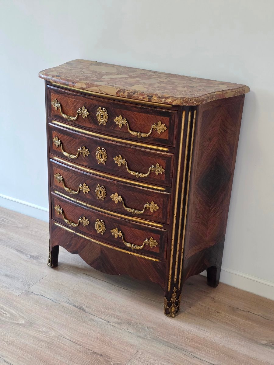 Commode en Marqueterie  de Palissandre style  Régence, époque Napoléon III – début XIXe-photo-3