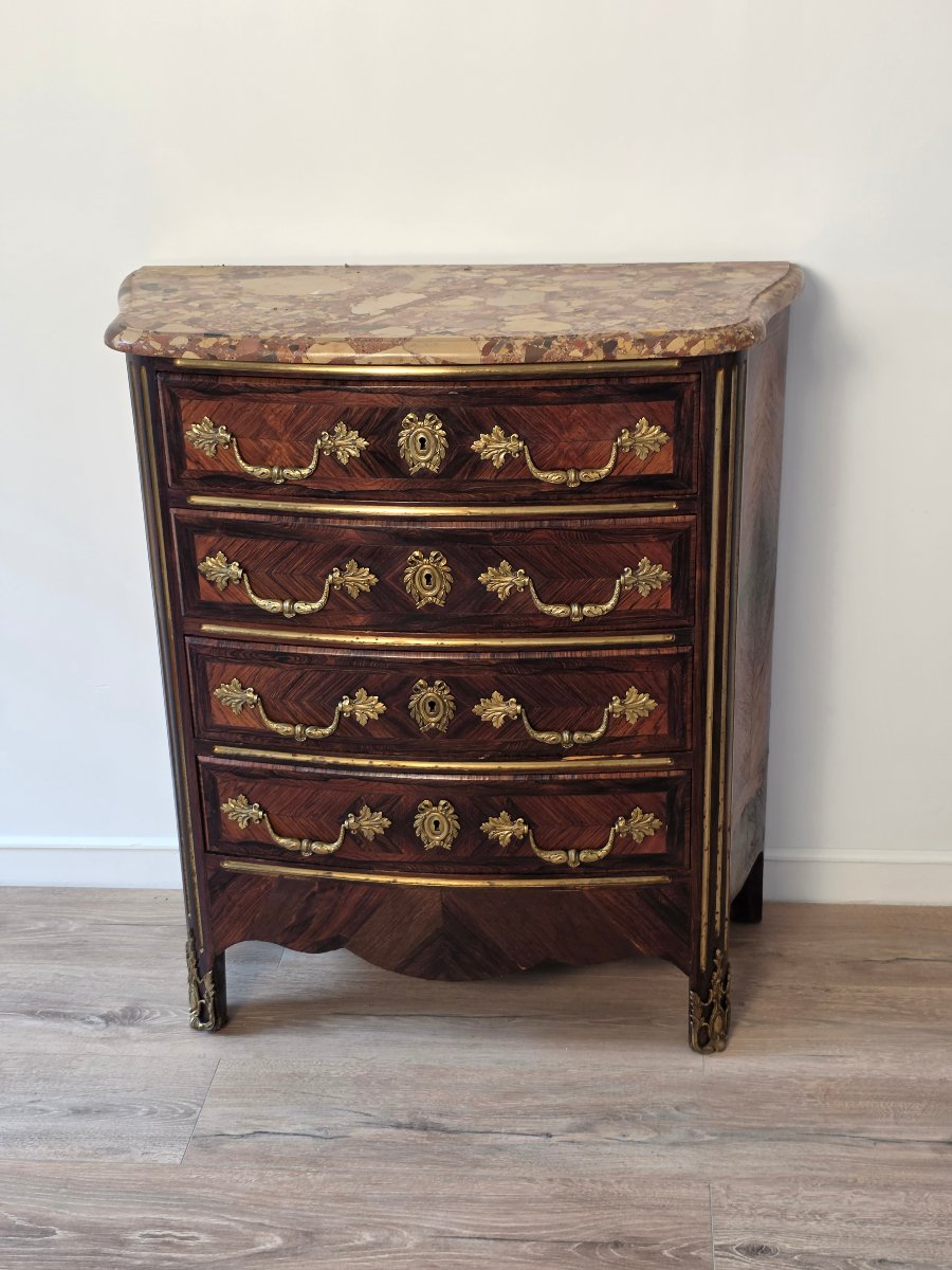 Commode en Marqueterie  de Palissandre style  Régence, époque Napoléon III – début XIXe-photo-4