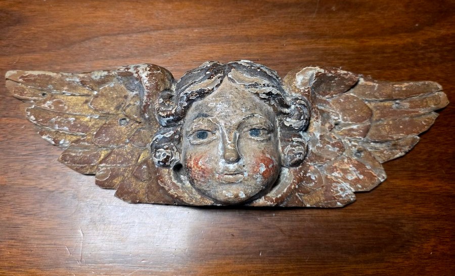 Ange En Bois Sculpté Et Polychromé  18 eme siecles -photo-6