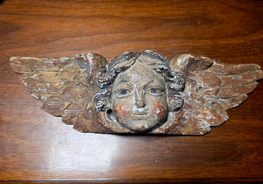 Ange En Bois Sculpté Et Polychromé  18 eme siecles 
