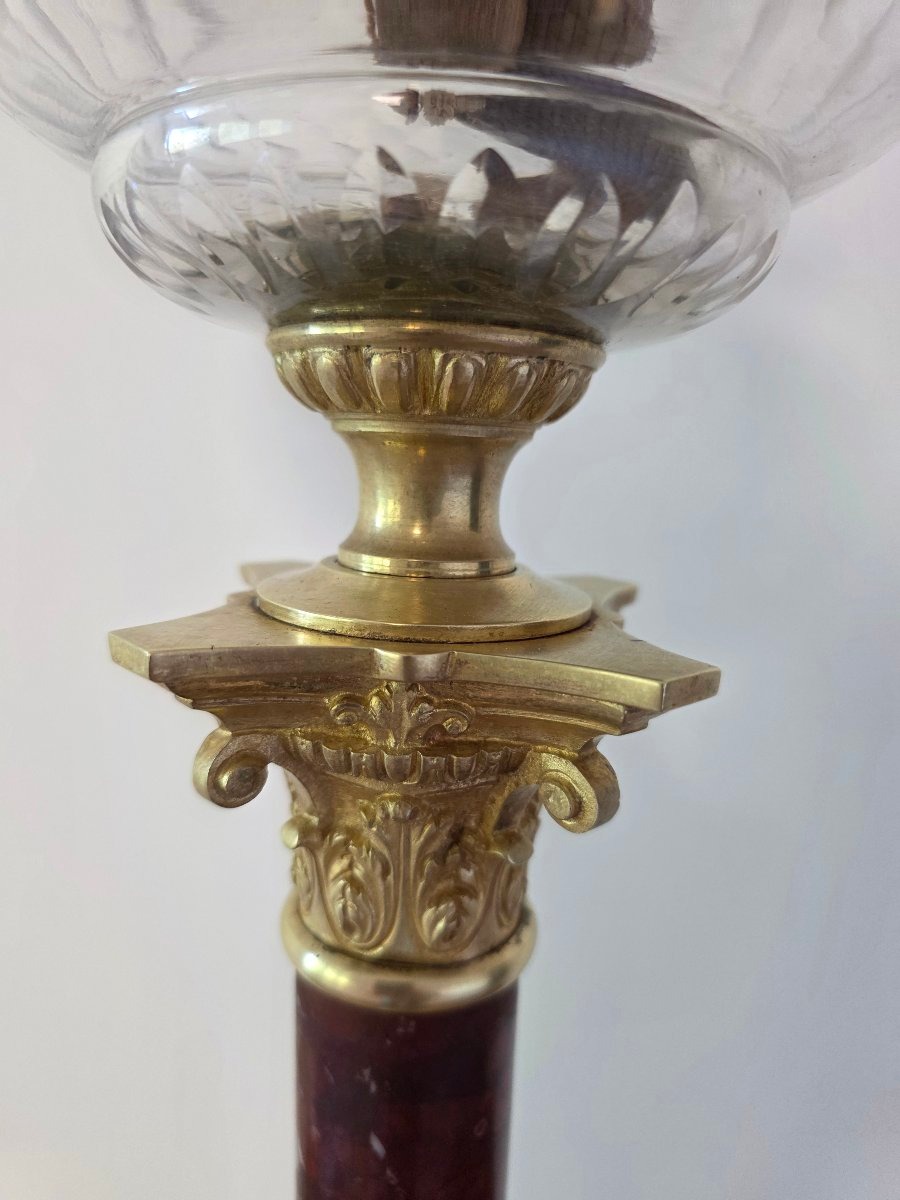 lampe à pétrole  bonze et cristal ornemental -photo-3