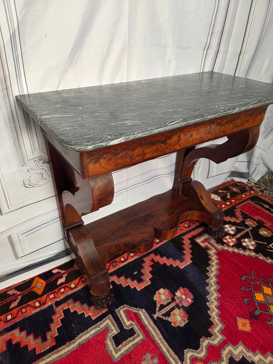 Empire-restoration Period Console Table In Mahogany, With Claw Feet-photo-2
