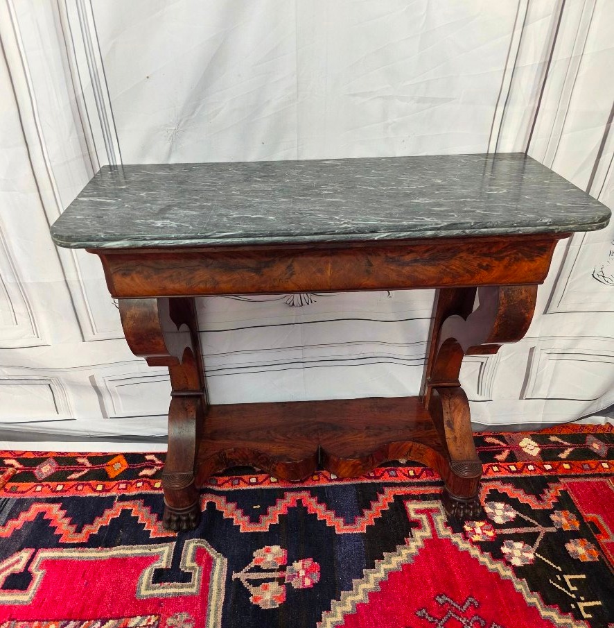 Empire-restoration Period Console Table In Mahogany, With Claw Feet-photo-3