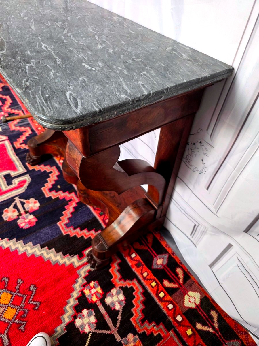 Empire-restoration Period Console Table In Mahogany, With Claw Feet-photo-4